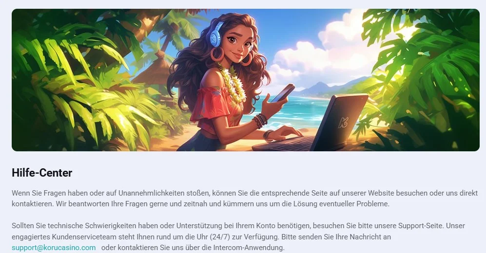 Koru Casino support